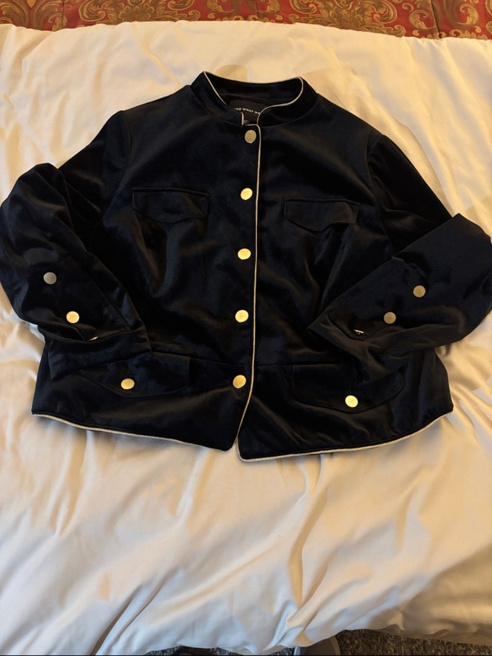 Who What Wear Velvet Button-Front Jacket with Gold Buttons 2X